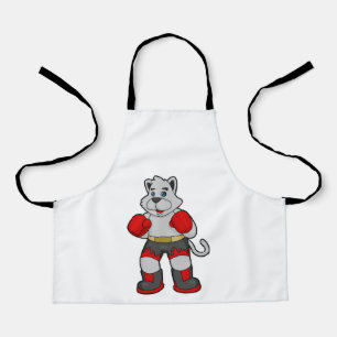 Tablier Chien comme boîte avec gants de boxe