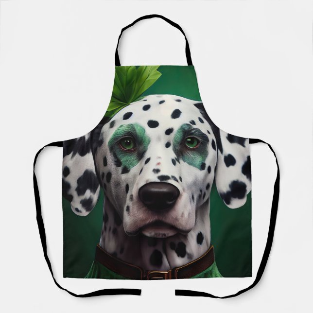 Tablier Chien dalmate en tenue de la Saint Patrick (Recto)