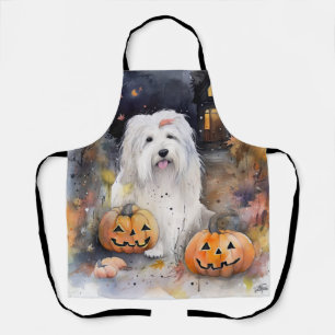 Tablier Chien de berger anglais ancien Halloween avec citr