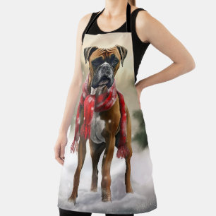Tablier Chien de boxe en Noël de neige