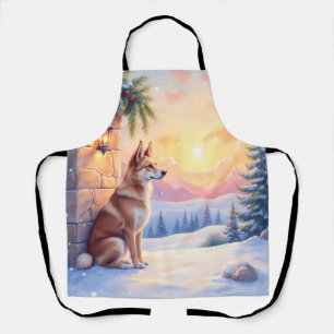 Tablier Chien de Canaan Désert Pierre Hiver Noël Art