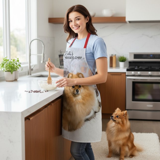 Tablier Chien de Noël Chef privé Nom photo personnalisé (Créateur téléchargé)