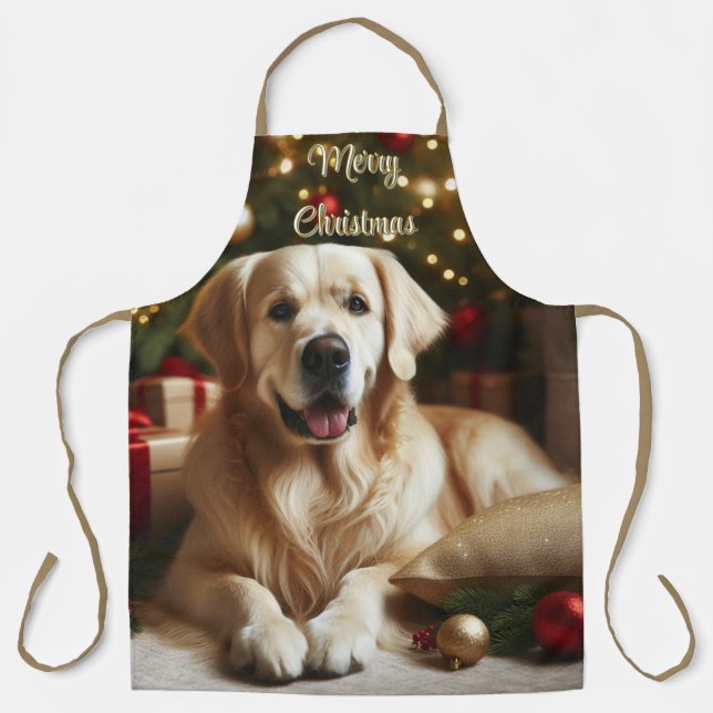 Tablier Chien de Noël Golden Retriever (Recto)