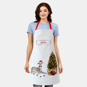Tablier Chien de Noël italien Greyhound avec arbre