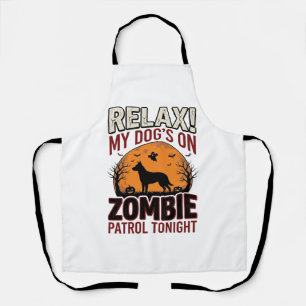 Tablier Chien de patrouille zombie Halloween Gravure vinta