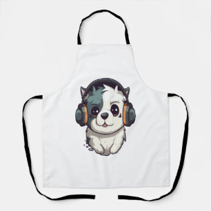 Tablier Chien écoutant de la musique