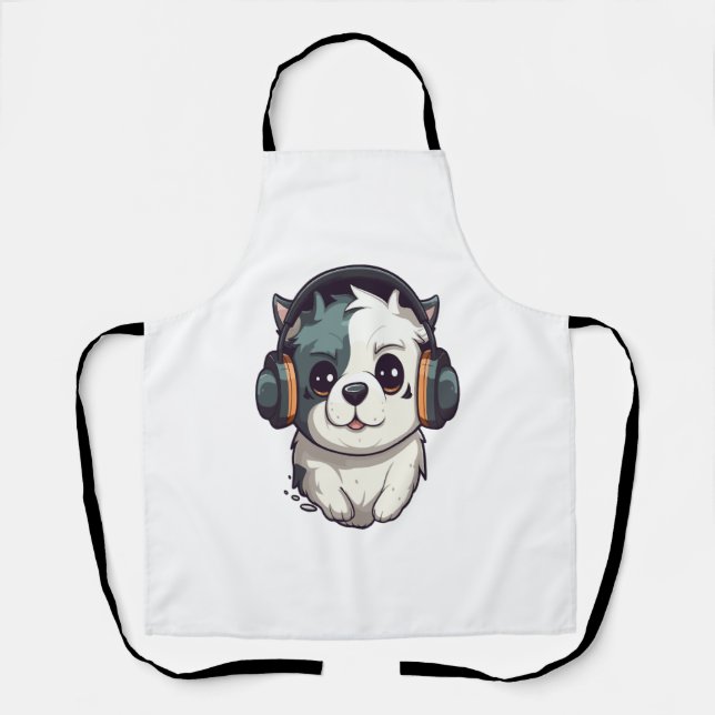 Tablier Chien écoutant de la musique (Recto)