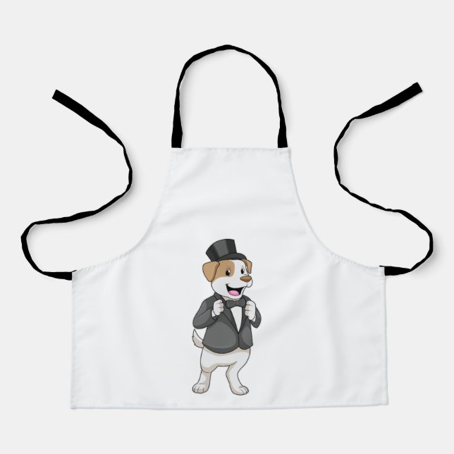 Tablier Chien en tenue de marié avec ruban (Recto)
