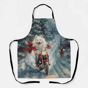 Tablier Chien Esquimau Américain à Vélo à Noël