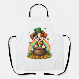 Tablier Chien lutin chanceux vintage Arc-en-ciel Pot d'or