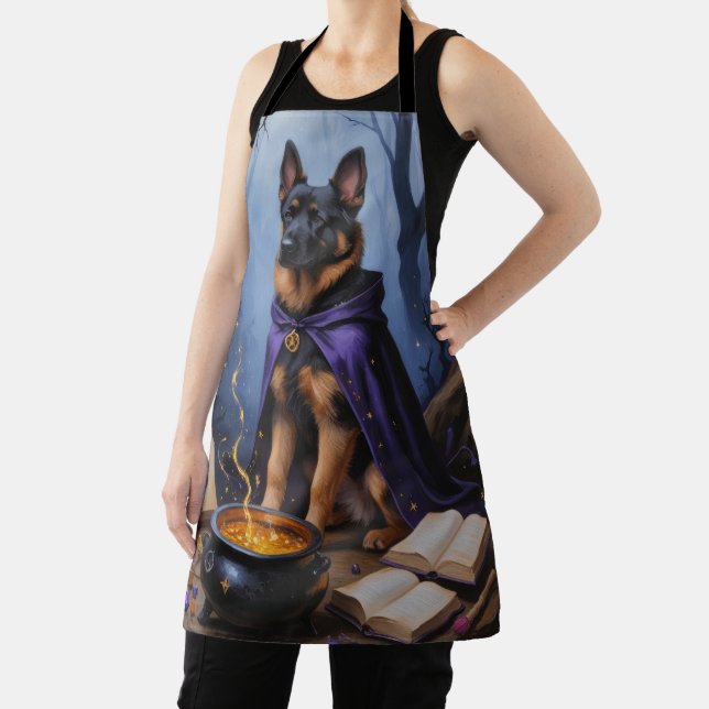 Tablier Chien Malinois belge Peinture d'Halloween lunaire (Insitu)