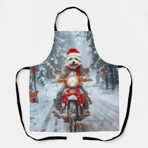 Tablier Chien maltais équitation moto Noël