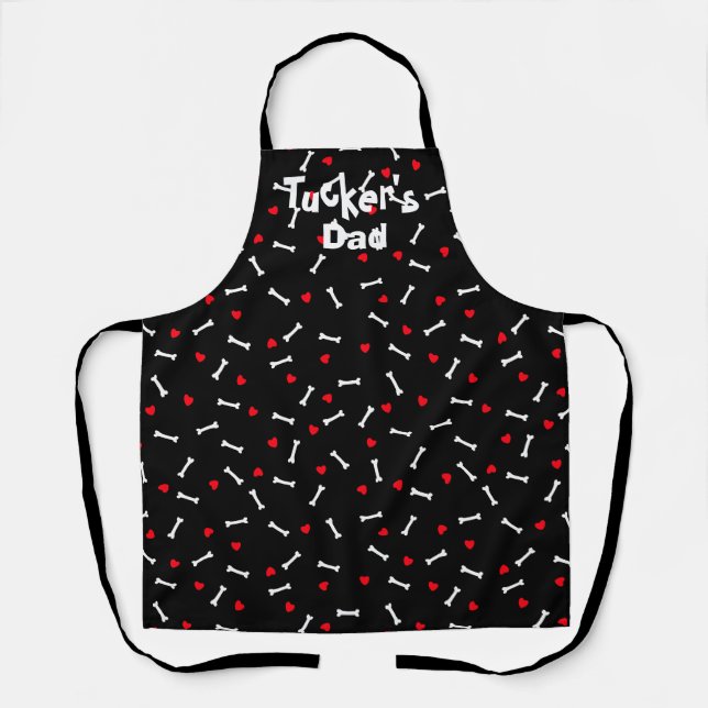 Tablier Chien Papa Maman Coeurs Bones (Recto)