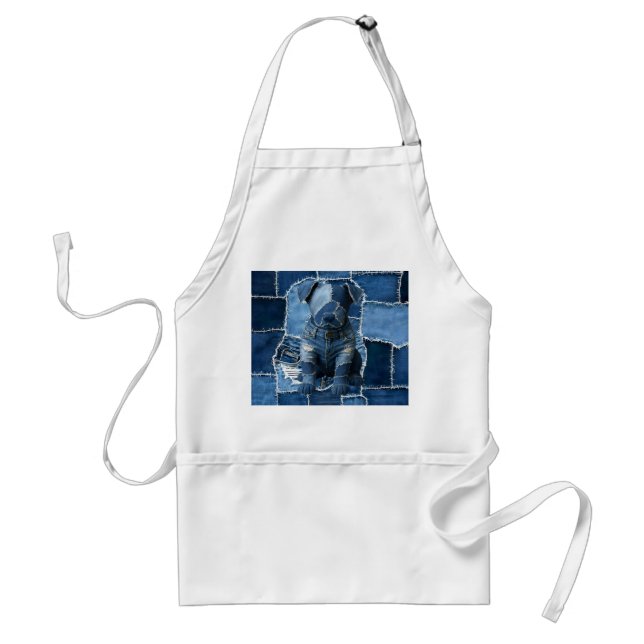 Tablier Chien Patchwork Art Denim (Devant)