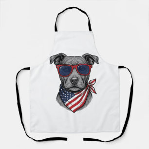 Tablier Chien Patriotique Avec Lunettes De Soleil Design D