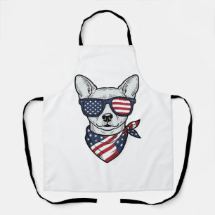 Tablier Chien Patriotique avec Lunettes de Soleil Drapeau