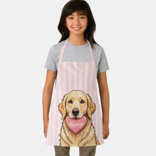 Tablier Chien personnalisé avec cœur rose