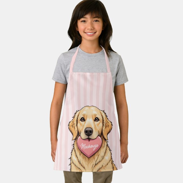 Tablier Chien personnalisé avec cœur rose (Insitu)