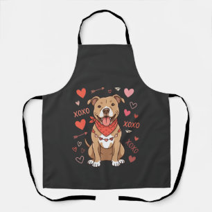 Tablier Chien Pitbull de la Saint-Valentin XOXO Design d'a