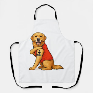 Tablier Chien retriever doré drôle J'aime maman tatouage a