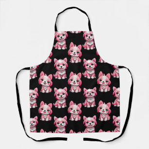 Tablier Chien rose Motif design - Noir