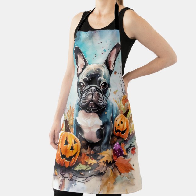 Tablier Chien-taureau français d'Halloween avec la peur Ci (Insitu)