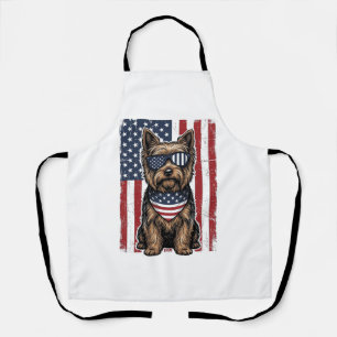 Tablier Chien Terrier Patriotique Dessin Vectoriel Drapeau