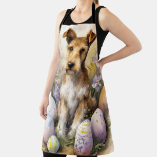Tablier Chien Terrier Wirefox avec œufs de Pâques Vacances