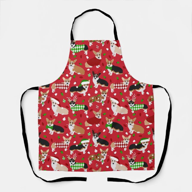 Tablier Chiens de Noël Corgi (Recto)