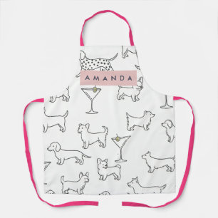Tablier Chiens mignons et ludiques personnalisés & Martini