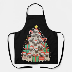 Tablier Chiens Pug Arbre de Noël Xmas Papa Maman Famille