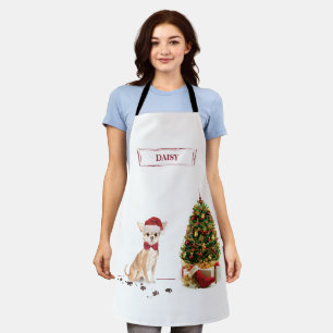 Tablier Chihuahua Funny Chien de Noël avec arbre