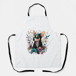 Tablier Chihuahua mignon chien de belles fleurs fille