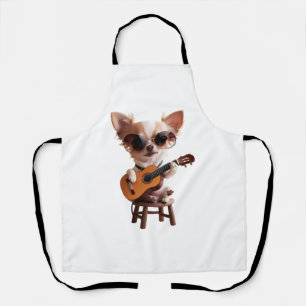 Tablier chihuahua mignon jouant de la guitare classique de