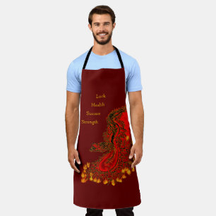 Tablier Chine Dragon rouge et or design