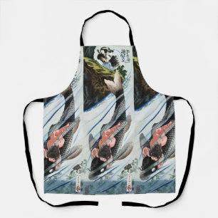 Tablier Chinoiserie Carpes Koï Cascade Art Japonais