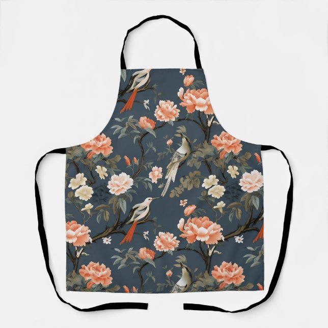 Tablier Chinoiserie sur Denim Blue (Recto)