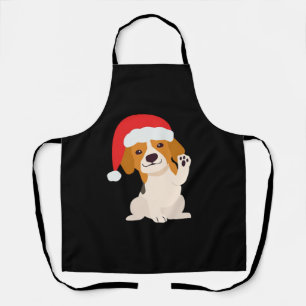 Tablier Chiot Beagle avec le chapeau du Père Noël pour les