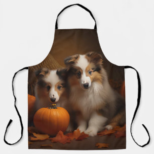 Tablier Chiots Shetland Sheepdog Délice d'automne Citrouil