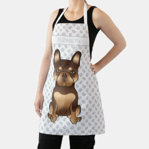 Tablier Chocolat et Tan French Bulldog Chien Mignon & Nom