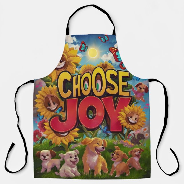 Tablier Choisir la joie : Jouer des chiots Apron (Recto)