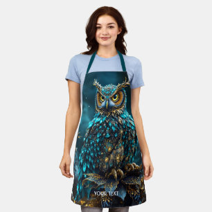 Tablier Chouette Turquoise en laiton Imaginaire