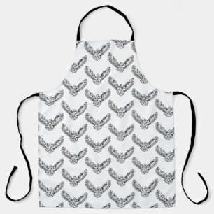 Tablier Chouette volante tribale noire et blanche