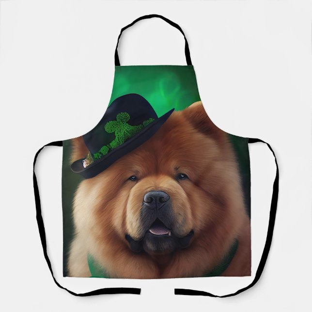 Tablier Chow Chow Dog en tenue de la Saint Patrick (Recto)