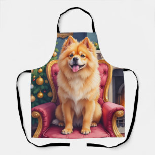 Tablier Chow Chow royal sous le grand arbre de Noël des Fê