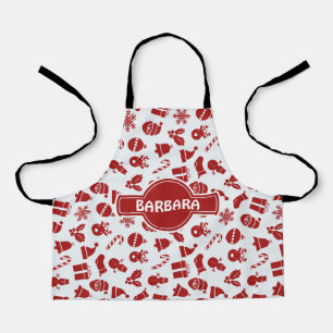Tablier Christmas Bells Grey Red Minimal Motif
