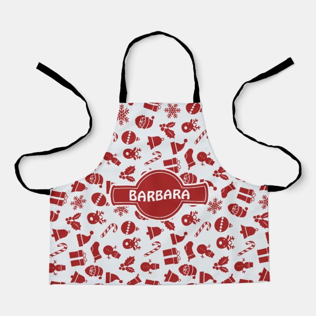 Tablier Christmas Bells Grey Red Minimal Motif (Recto)