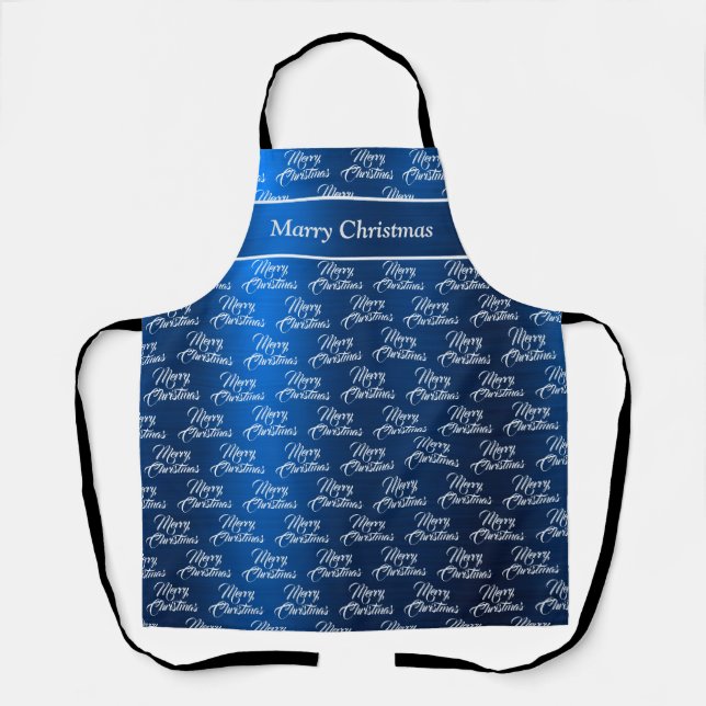 Tablier Christmas Celebration White Snowflakes Navy Blue (Recto)