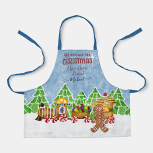 Tablier Christmas Choo Train Gingbread Man in Candy