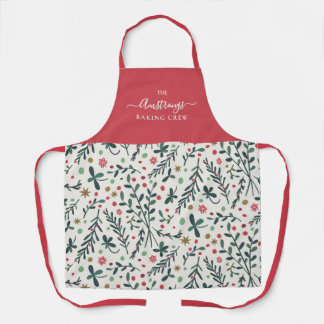 Tablier Christmas family apron | Hand drawn green branches